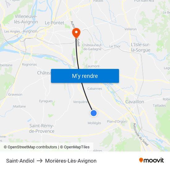 Saint-Andiol to Morières-Lès-Avignon map