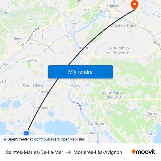 Saintes-Maries-De-La-Mer to Morières-Lès-Avignon map