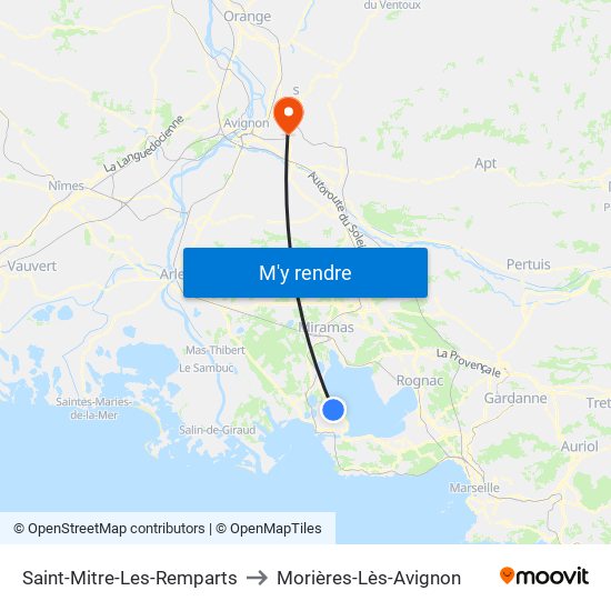 Saint-Mitre-Les-Remparts to Morières-Lès-Avignon map