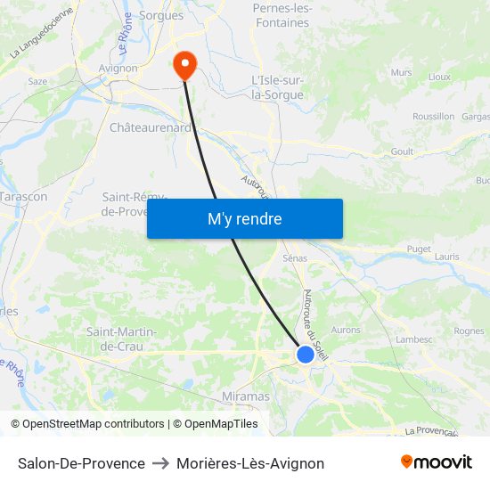 Salon-De-Provence to Morières-Lès-Avignon map