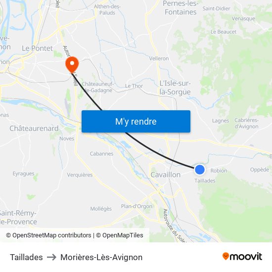Taillades to Morières-Lès-Avignon map