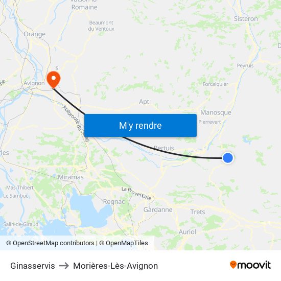 Ginasservis to Morières-Lès-Avignon map