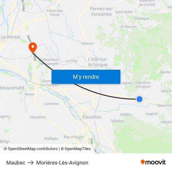 Maubec to Morières-Lès-Avignon map