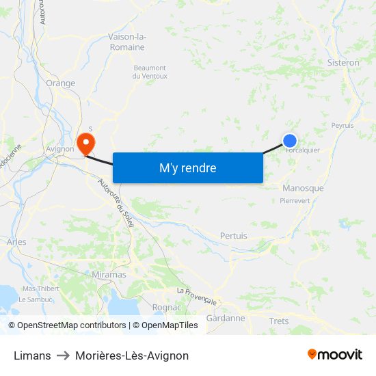 Limans to Morières-Lès-Avignon map