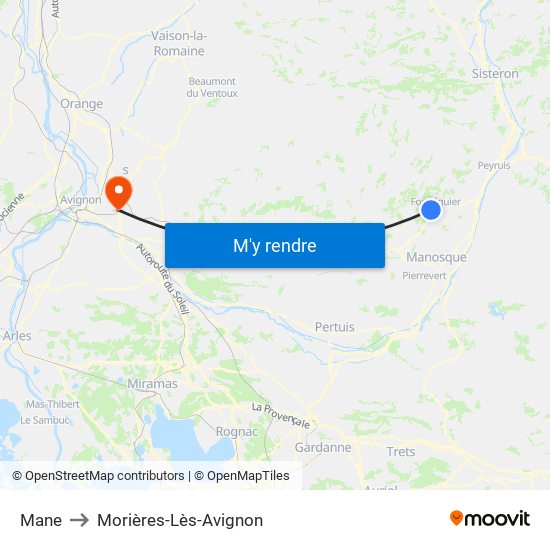 Mane to Morières-Lès-Avignon map