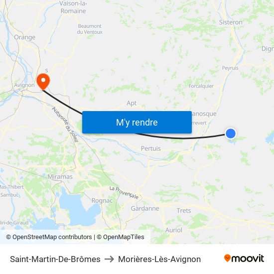 Saint-Martin-De-Brômes to Morières-Lès-Avignon map