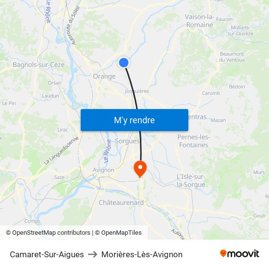 Camaret-Sur-Aigues to Morières-Lès-Avignon map