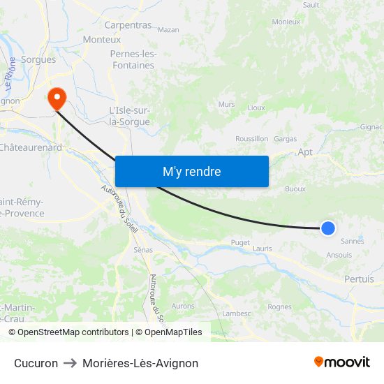 Cucuron to Morières-Lès-Avignon map