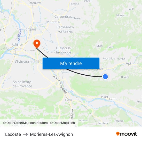 Lacoste to Morières-Lès-Avignon map