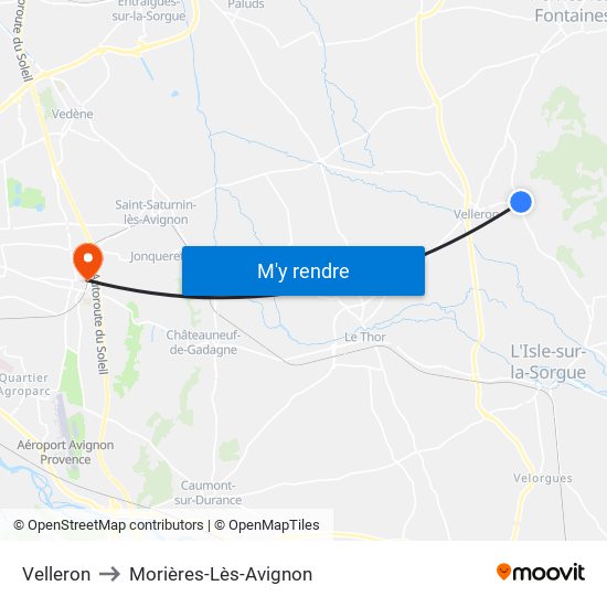Velleron to Morières-Lès-Avignon map