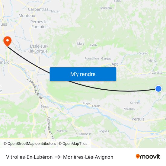 Vitrolles-En-Lubéron to Morières-Lès-Avignon map