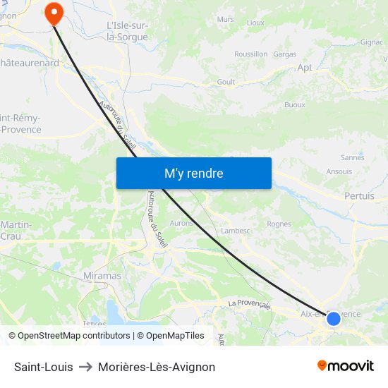 Saint-Louis to Morières-Lès-Avignon map