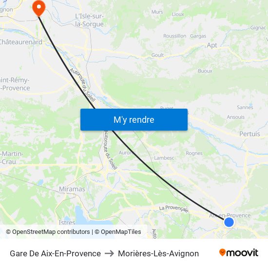 Gare De Aix-En-Provence to Morières-Lès-Avignon map
