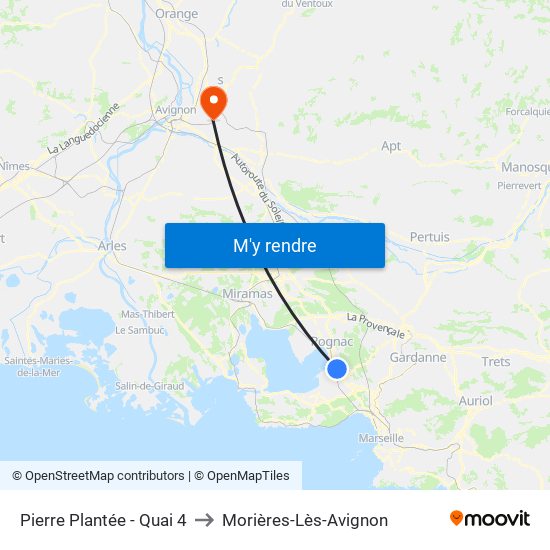 Pierre Plantée - Quai 4 to Morières-Lès-Avignon map