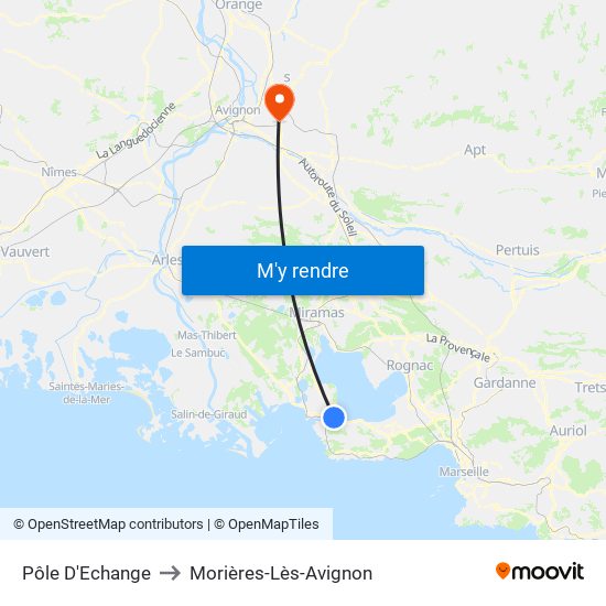 Pôle D'Echange to Morières-Lès-Avignon map