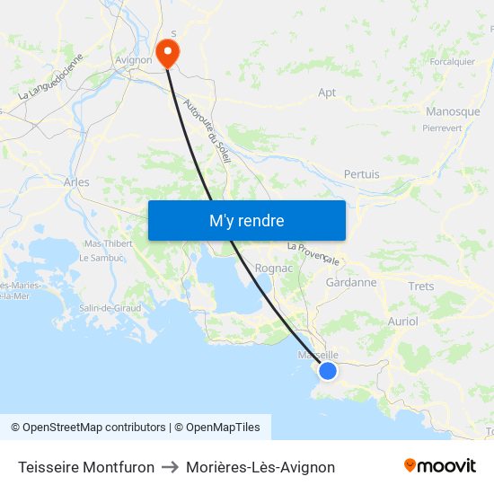 Teisseire Montfuron to Morières-Lès-Avignon map