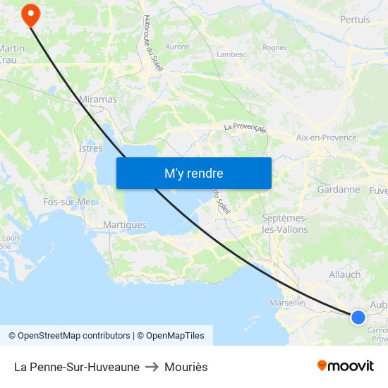 La Penne-Sur-Huveaune to Mouriès map