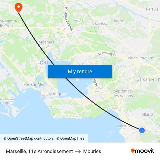 Marseille, 11e Arrondissement to Mouriès map