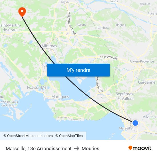 Marseille, 13e Arrondissement to Mouriès map