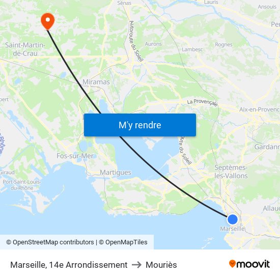 Marseille, 14e Arrondissement to Mouriès map