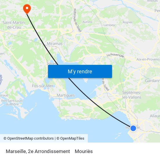 Marseille, 2e Arrondissement to Mouriès map