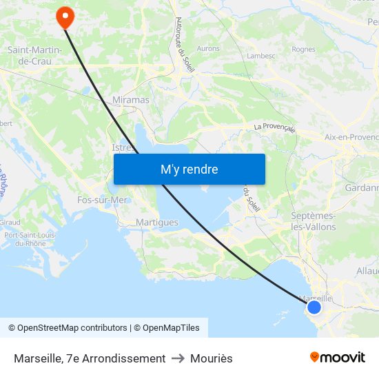 Marseille, 7e Arrondissement to Mouriès map