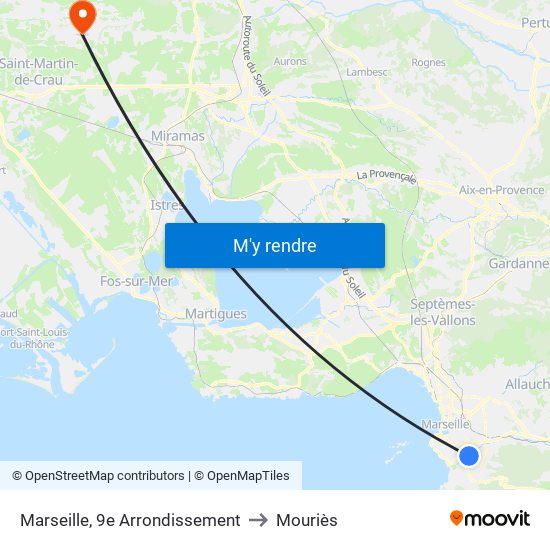 Marseille, 9e Arrondissement to Mouriès map