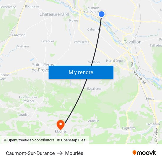 Caumont-Sur-Durance to Mouriès map