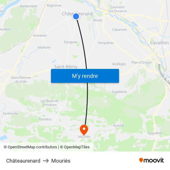 Châteaurenard to Mouriès map