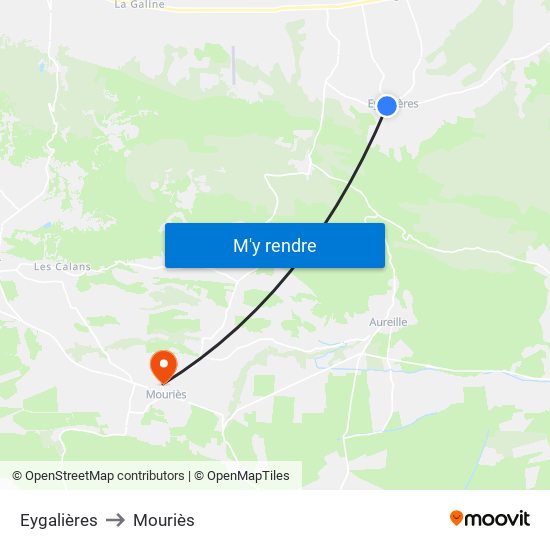 Eygalières to Mouriès map