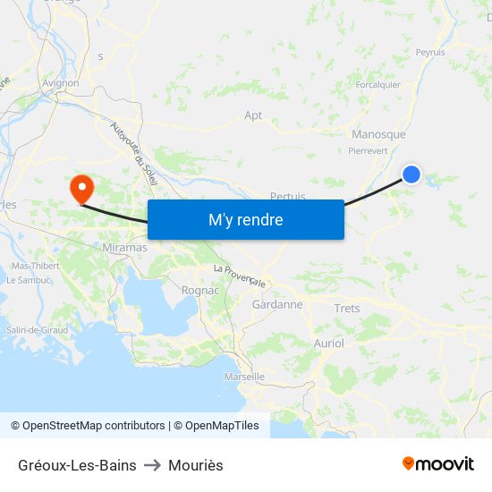 Gréoux-Les-Bains to Mouriès map