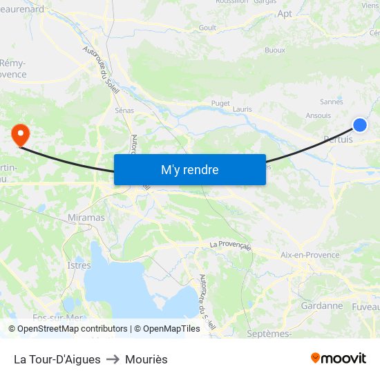 La Tour-D'Aigues to Mouriès map