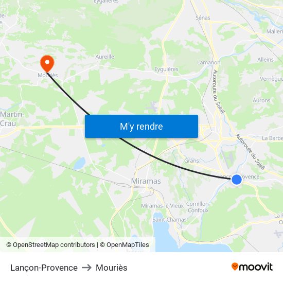 Lançon-Provence to Mouriès map