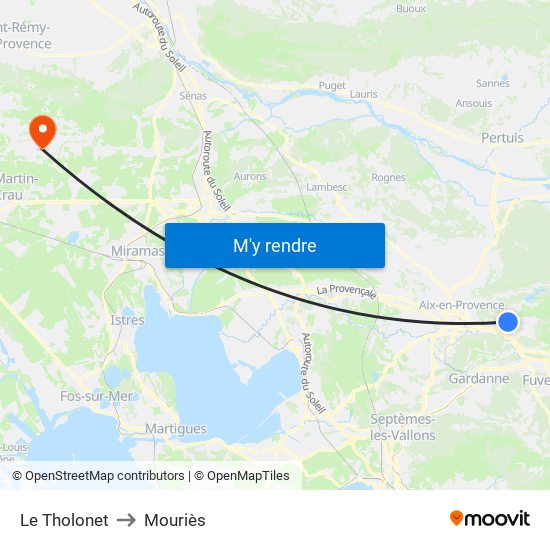 Le Tholonet to Mouriès map