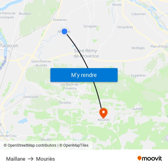 Maillane to Mouriès map