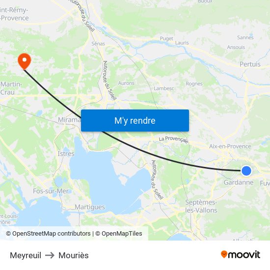 Meyreuil to Mouriès map