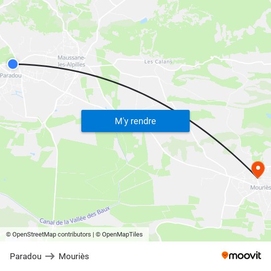 Paradou to Mouriès map