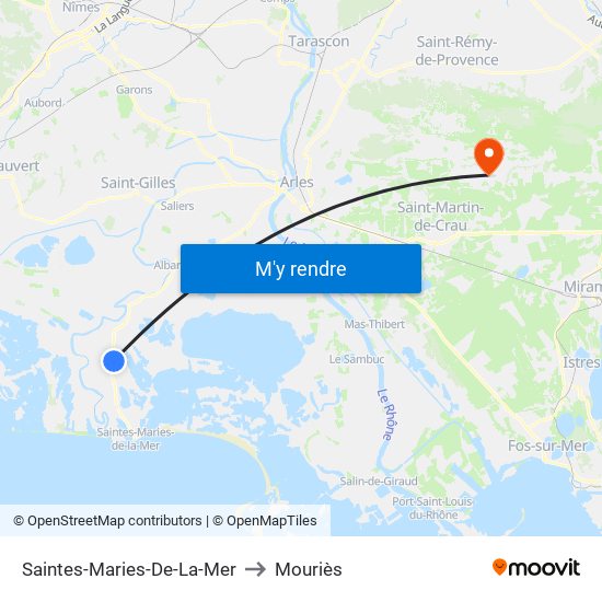 Saintes-Maries-De-La-Mer to Mouriès map