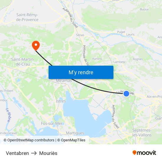 Ventabren to Mouriès map
