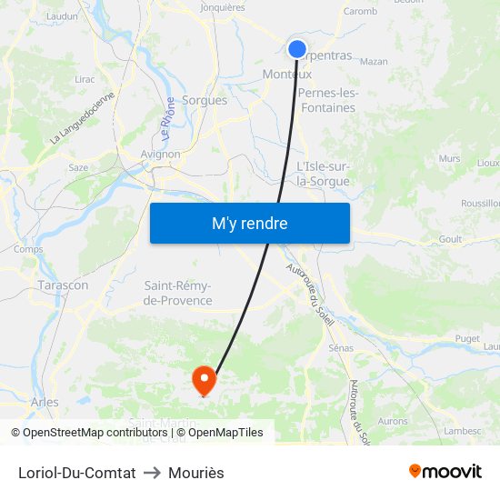 Loriol-Du-Comtat to Mouriès map