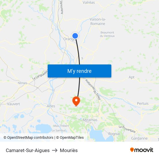 Camaret-Sur-Aigues to Mouriès map