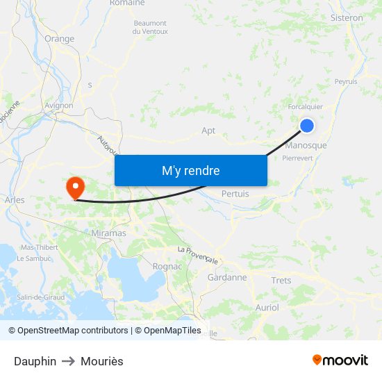 Dauphin to Mouriès map