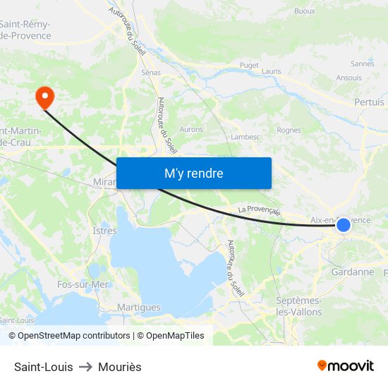 Saint-Louis to Mouriès map