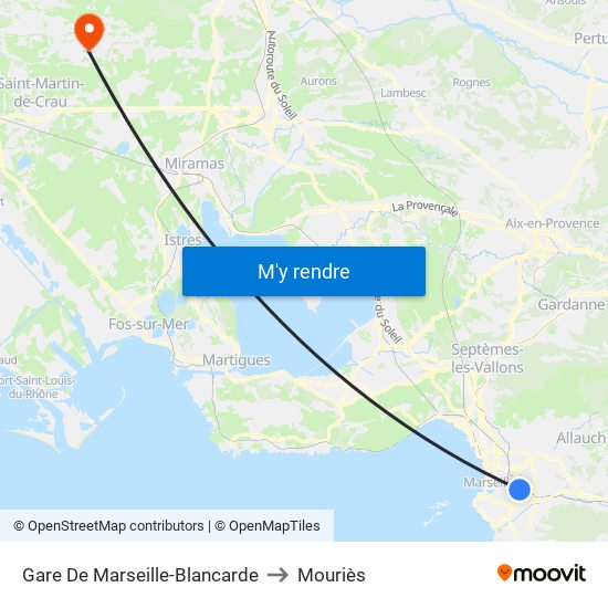 Gare De Marseille-Blancarde to Mouriès map