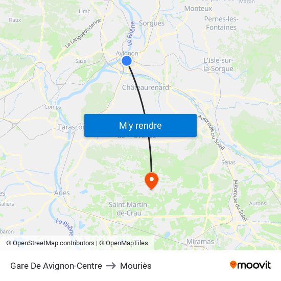Gare De Avignon-Centre to Mouriès map