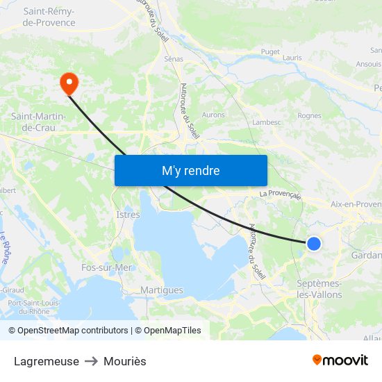 Lagremeuse to Mouriès map