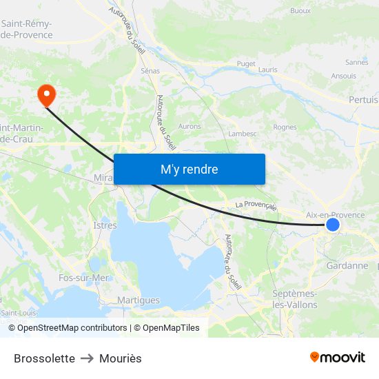 Brossolette to Mouriès map