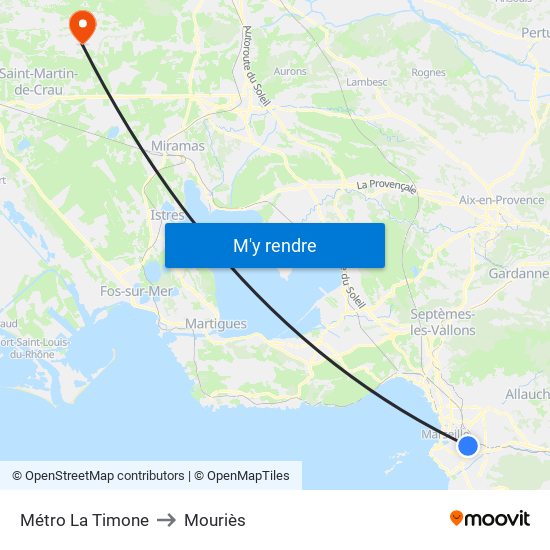 Métro La Timone to Mouriès map