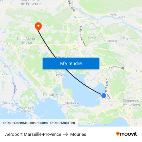 Aéroport Marseille-Provence to Mouriès map