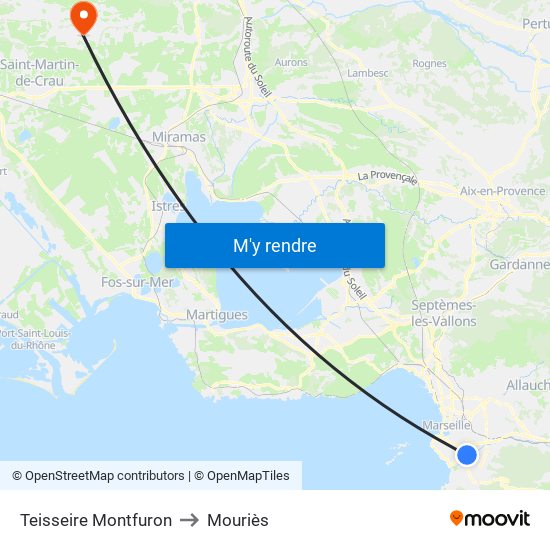 Teisseire Montfuron to Mouriès map